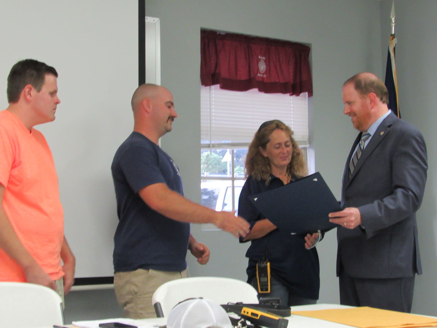 Del. Adams presents resolution to Gretna Fire and Rescue